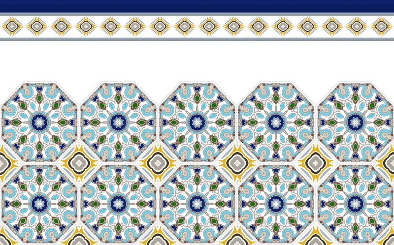 BOUGIE Faïence Mauresque Frise Bleue 28x45 cm