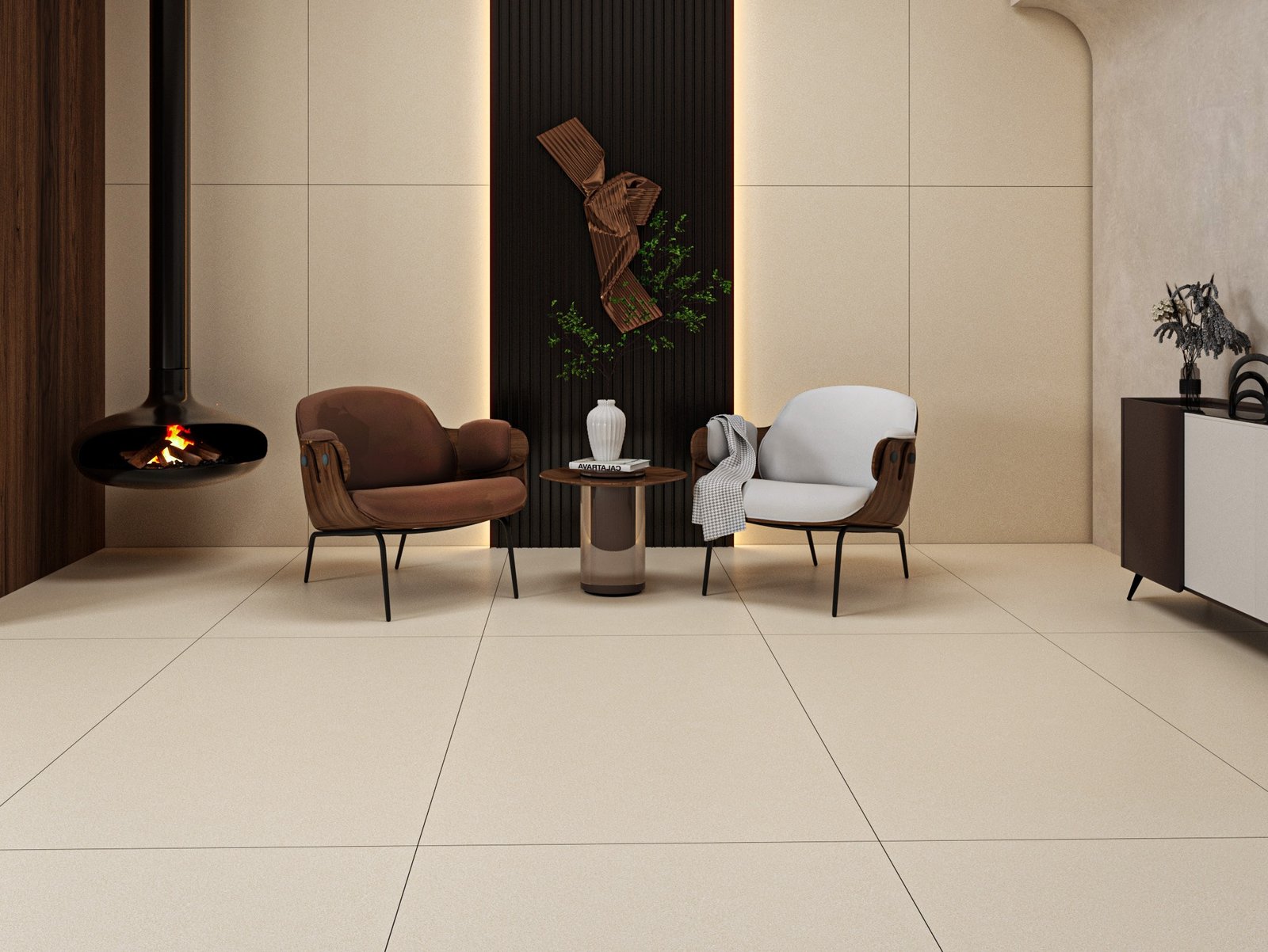 Sejour au sol beige grand format, collection Les Grands Classiques