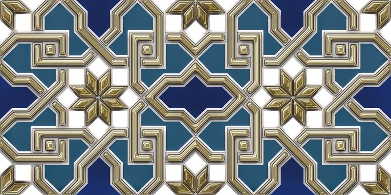 MEDINA Faïence Mauresque Motifs Or 15x30 cm
