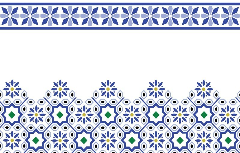 NOUDJOUM Faïence Mauresque Frise Bleue 28x45 cm
