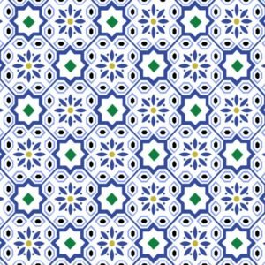 NOUDJOUM Faïence Mauresque Motifs Bleus 28×45 cm