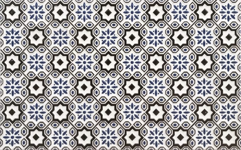 NOUDJOUM Faïence Mauresque Motifs Noirs 28x45 cm