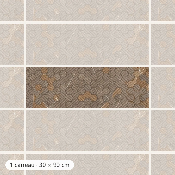 NID D’ABEILLE CHOCOLAT OR Carrelage mural Mosaïque 30×90 cm