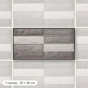 RÉTRO ANTHRACITE Carrelage mural Faïence Mosaïque 30x60 cm