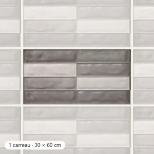RÉTRO ANTHRACITE Carrelage mural Faïence Mosaïque 30x60 cm