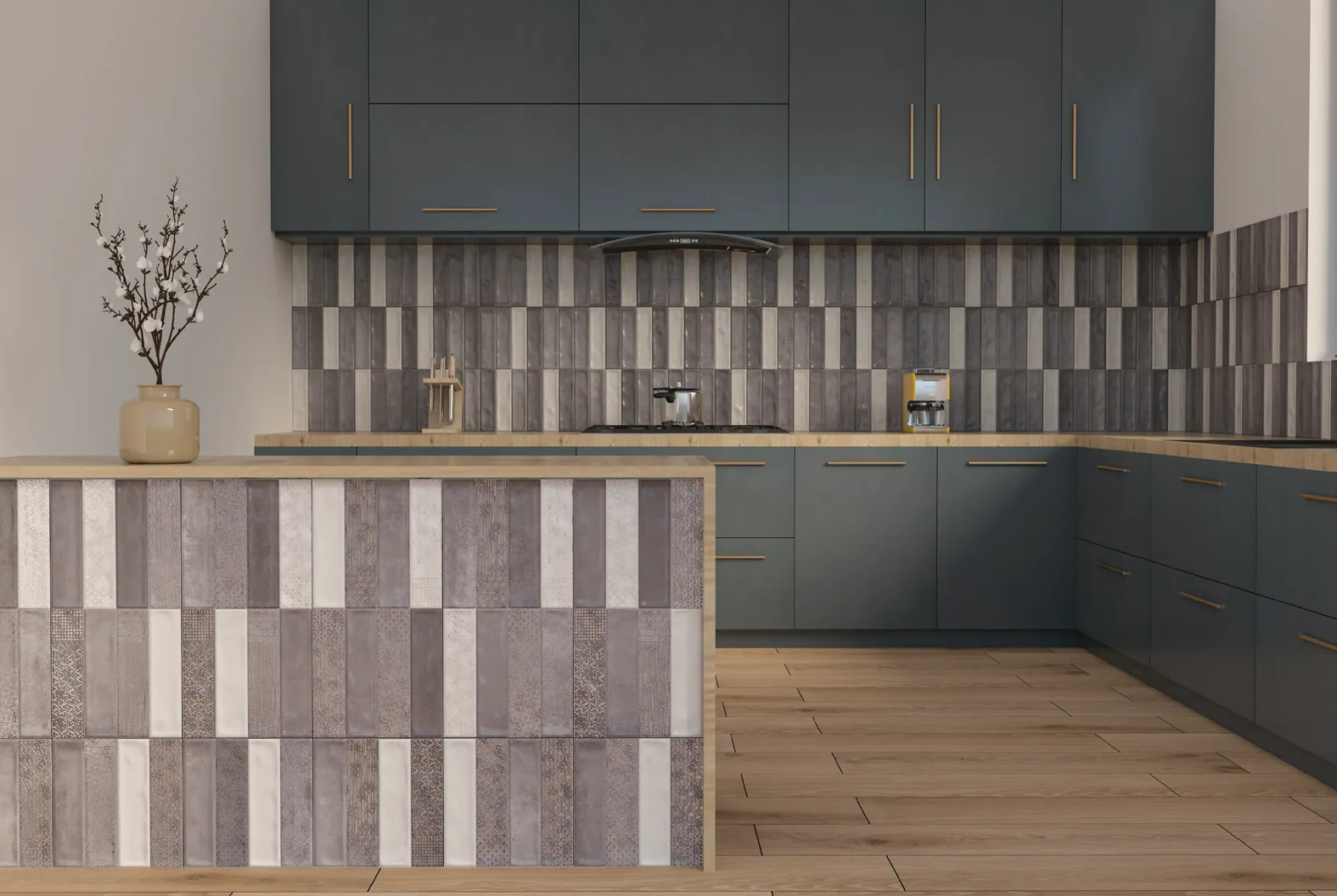 Cuisine habillee de faience retro anthracite, collection Retro