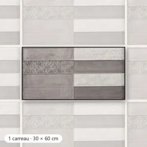 RÉTRO ANTHRACITE PATCHWORK Carrelage mural Faïence Mosaïque 30x60 cm