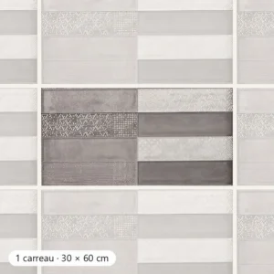 RÉTRO ANTHRACITE PATCHWORK Carrelage mural Faïence Mosaïque 30x60 cm
