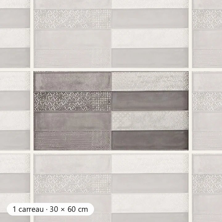 RÉTRO ANTHRACITE PATCHWORK Carrelage mural Faïence Mosaïque 30×60 cm