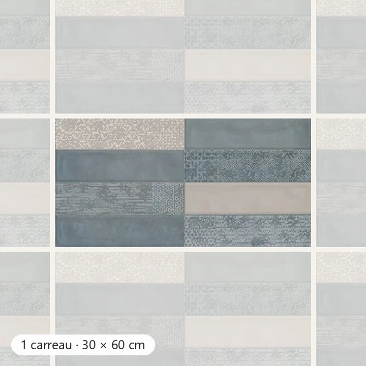 RÉTRO BLEU MIX PATCHWORK Carrelage mural Faïence Mosaïque 30×60 cm