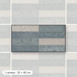 RÉTRO BLEU MIX PATCHWORK Carrelage mural Faïence Mosaïque 30x60 cm