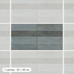 RÉTRO BLEU OR Carrelage mural Faïence Mosaïque 30x60 cm