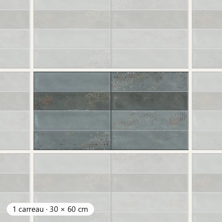 RÉTRO BLEU OR Carrelage mural Faïence Mosaïque 30×60 cm