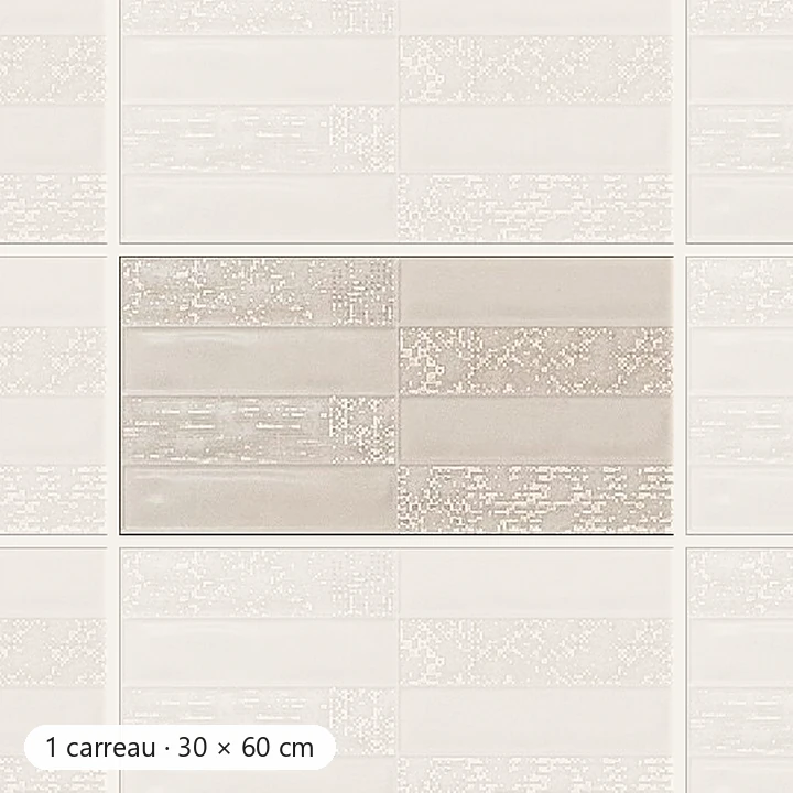 RÉTRO IVOIRE MIX PATCHWORK Carrelage mural Faïence Mosaïque 30×60 cm