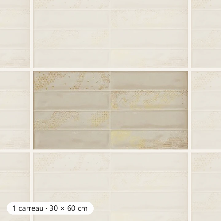 RÉTRO IVOIRE OR Carrelage mural Faïence Mosaïque 30×60 cm