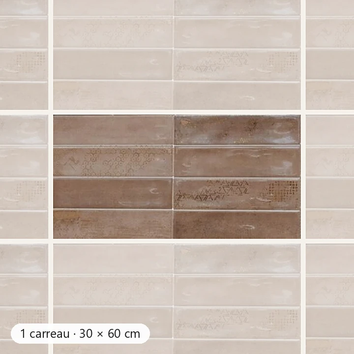RÉTRO MARRON OR Carrelage mural Faïence Mosaïque 30×60 cm