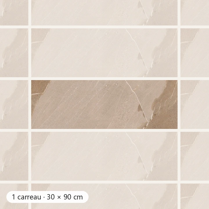 ROCHE CRÈME Carrelage mural Mosaïque 30×90 cm