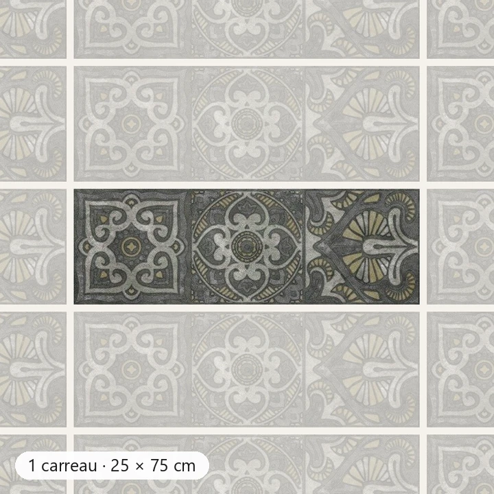 TAJ MAHAL DÉCOR B NOIR Carrelage mural Mosaïque 25×75 cm