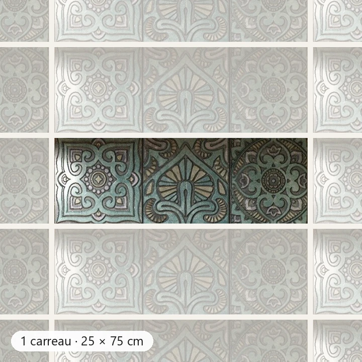 TAJ MAHAL DÉCOR B TURQUOISE Carrelage mural Mosaïque 25×75 cm